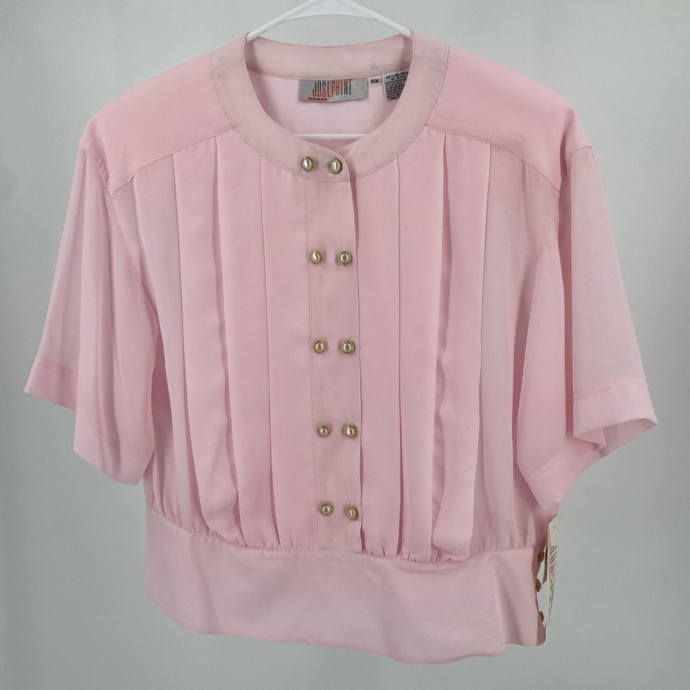 Josephine Woman‎ double breasted vintage blouse, short sleeve, pink size 16W